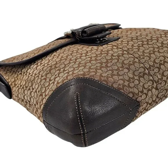 COACH 6376 Soho Brown Signature Monogram Logo Jacquard Leather Shoulder Bag - Picture 5 of 12